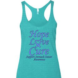 Stomach Cancer Hope Love Cure Ladies Tri Blend Racerback Stomach Cancer Hope Love Cure Ladies Tri Blend Racerback