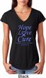 Stomach Cancer Hope Love Cure Ladies Tri Blend V-neck