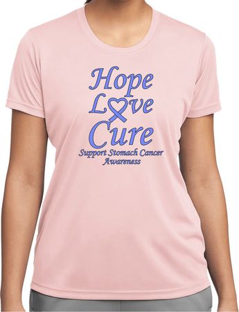 Stomach Cancer Tee Hope Love Cure Ladies Dry Wicking T-shirt