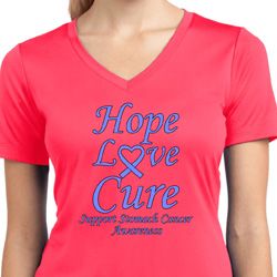 Stomach Cancer Tee Hope Love Cure Ladies Dry Wicking V-neck Stomach Cancer Tee Hope Love Cure Ladies Dry Wicking V-neck