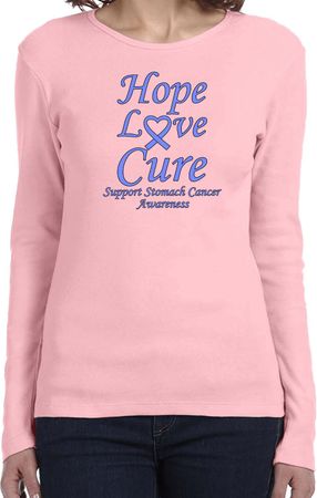 Stomach Cancer Tee Hope Love Cure Ladies Long Sleeve