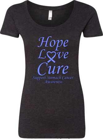 Stomach Cancer Tee Hope Love Cure Ladies Scoop Neck