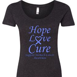 Stomach Cancer Tee Hope Love Cure Ladies Scoop Neck Stomach Cancer Tee Hope Love Cure Ladies Scoop Neck