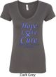 Stomach Cancer Tee Hope Love Cure Ladies V-Neck