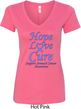 Stomach Cancer Tee Hope Love Cure Ladies V-Neck