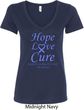 Stomach Cancer Tee Hope Love Cure Ladies V-Neck