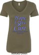 Stomach Cancer Tee Hope Love Cure Ladies V-Neck