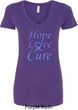 Stomach Cancer Tee Hope Love Cure Ladies V-Neck