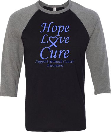 Stomach Cancer Tee Hope Love Cure Raglan Shirt