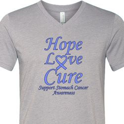 Stomach Cancer Tee Hope Love Cure Tri Blend V-neck