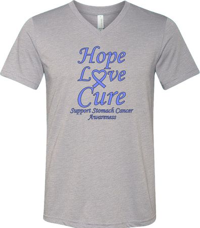 Stomach Cancer Tee Hope Love Cure Tri Blend V-neck