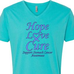 Stomach Cancer Tee Hope Love Cure V-neck