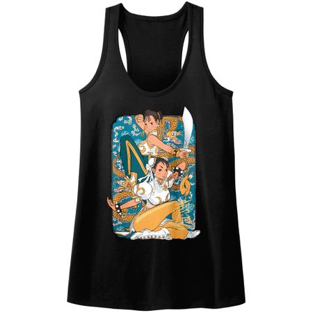 Street Fighter Juniors Tank Top Dual Chun Li Black Racerback