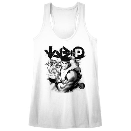 Street Fighter Juniors Tank Top Hadouken White Racerback