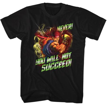 Street Fighter Shirt Never Succed Black T-Shirt