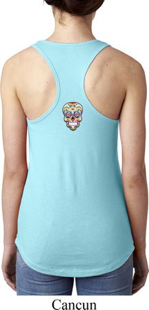Sugar Skull Patch Back Print Ladies Ideal Tank Top