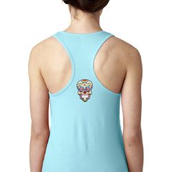 Sugar Skull Patch Back Print Ladies Ideal Tank Top