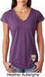 Sugar Skull Patch Bottom Print Ladies Tri Blend V-Neck Shirt
