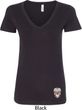 Sugar Skull Patch Bottom Print Ladies V-Neck Shirt