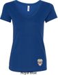 Sugar Skull Patch Bottom Print Ladies V-Neck Shirt