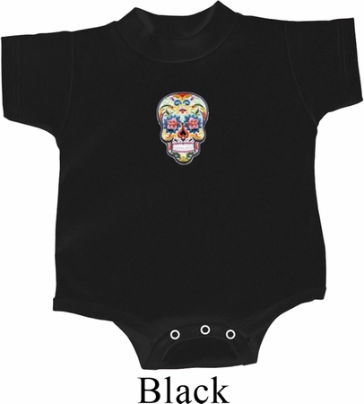 Sugar Skull Patch Middle Print Baby Onesie