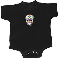 Sugar Skull Patch Middle Print Baby Onesie