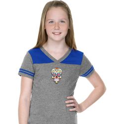 Sugar Skull Patch Middle Print Girls Football Shirt