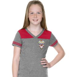 Sugar Skull Patch Pocket Print Girls Football Shirt