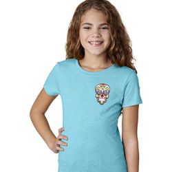 Sugar Skull Patch Pocket Print Girls Shirt
