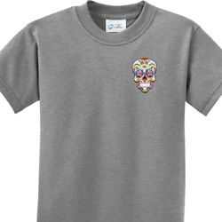 Sugar Skull Patch Pocket Print Kids Shirts