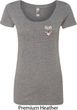 Sugar Skull Patch Pocket Print Ladies Scoop Neck Shirt
