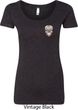 Sugar Skull Patch Pocket Print Ladies Scoop Neck Shirt