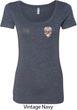 Sugar Skull Patch Pocket Print Ladies Scoop Neck Shirt