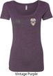 Sugar Skull Patch Pocket Print Ladies Scoop Neck Shirt