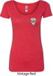 Sugar Skull Patch Pocket Print Ladies Scoop Neck Shirt