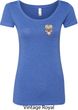 Sugar Skull Patch Pocket Print Ladies Scoop Neck Shirt