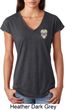 Sugar Skull Patch Pocket Print Ladies Tri Blend V-Neck Shirt