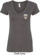 Sugar Skull Patch Pocket Print Ladies V-Neck Shirt