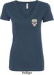 Sugar Skull Patch Pocket Print Ladies V-Neck Shirt