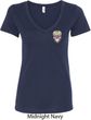 Sugar Skull Patch Pocket Print Ladies V-Neck Shirt