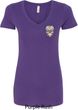 Sugar Skull Patch Pocket Print Ladies V-Neck Shirt