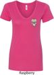 Sugar Skull Patch Pocket Print Ladies V-Neck Shirt