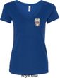 Sugar Skull Patch Pocket Print Ladies V-Neck Shirt