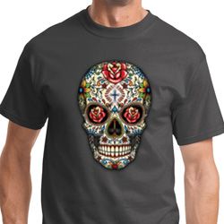 Sugar Skull with Roses Mens Skull Shirts