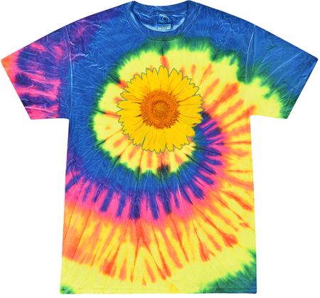Sunflower Tie Dye Tshirt - Neon Rainbow