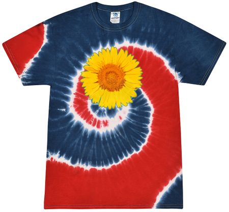Sunflower Tie Dye Tshirt - Spider Royal and Red