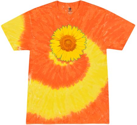 Sunflower Tie Dye Tshirt - Spider Yellow and Orange