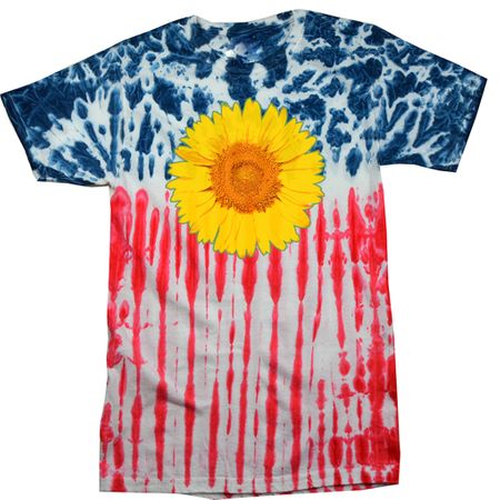 Sunflower Tie Dye Tshirt - US Flag