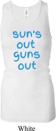 Suns Out Guns Out Ladies Longer Length Racerback Tank Top