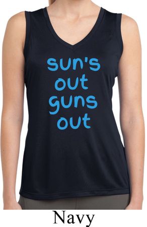 Suns Out Guns Out Ladies Sleeveless Moisture Wicking Shirt